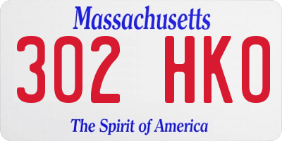 MA license plate 302HK0