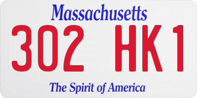 MA license plate 302HK1