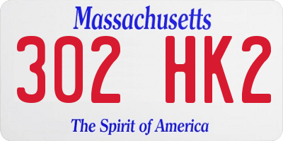 MA license plate 302HK2