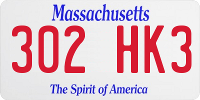 MA license plate 302HK3