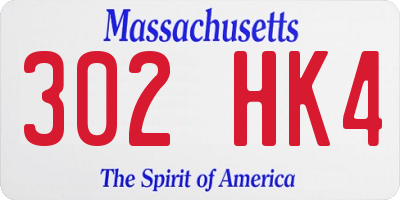 MA license plate 302HK4