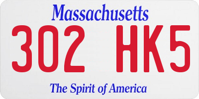 MA license plate 302HK5