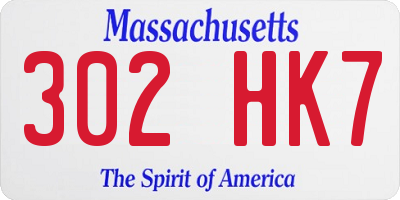 MA license plate 302HK7