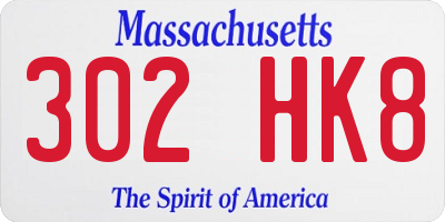MA license plate 302HK8