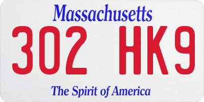 MA license plate 302HK9