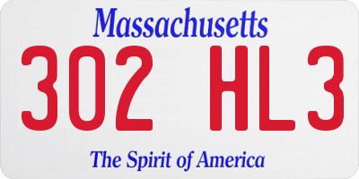MA license plate 302HL3