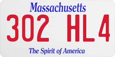 MA license plate 302HL4