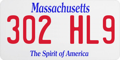 MA license plate 302HL9