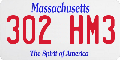 MA license plate 302HM3