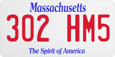 MA license plate 302HM5
