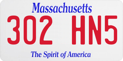 MA license plate 302HN5
