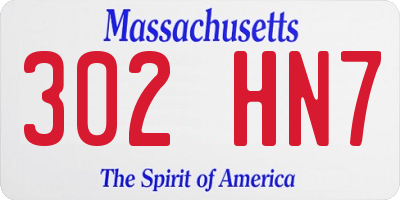 MA license plate 302HN7