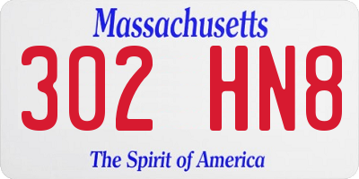 MA license plate 302HN8