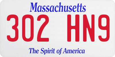 MA license plate 302HN9