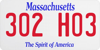 MA license plate 302HO3