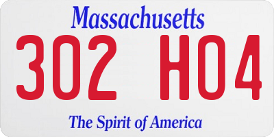 MA license plate 302HO4