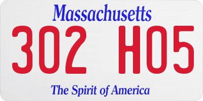 MA license plate 302HO5
