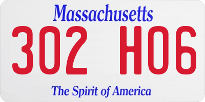 MA license plate 302HO6