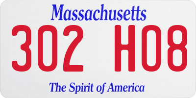 MA license plate 302HO8