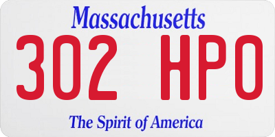 MA license plate 302HP0