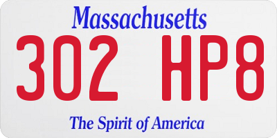 MA license plate 302HP8