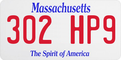 MA license plate 302HP9
