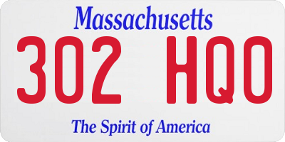 MA license plate 302HQ0