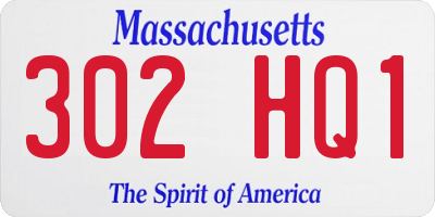MA license plate 302HQ1