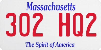 MA license plate 302HQ2