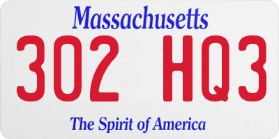 MA license plate 302HQ3
