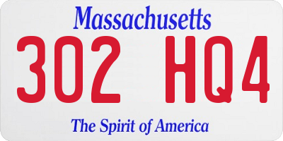 MA license plate 302HQ4