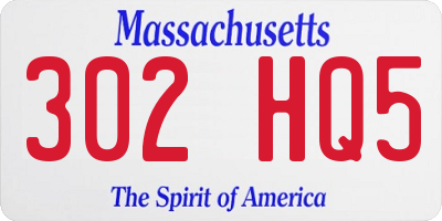 MA license plate 302HQ5