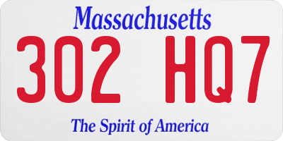 MA license plate 302HQ7
