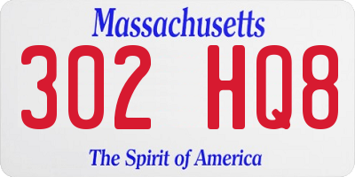 MA license plate 302HQ8