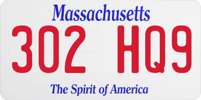 MA license plate 302HQ9
