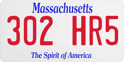 MA license plate 302HR5
