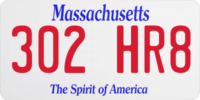 MA license plate 302HR8