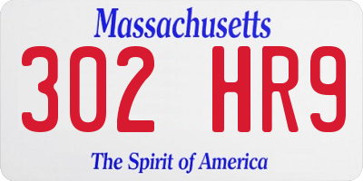 MA license plate 302HR9