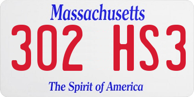 MA license plate 302HS3