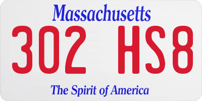 MA license plate 302HS8