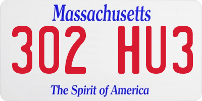 MA license plate 302HU3