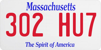 MA license plate 302HU7