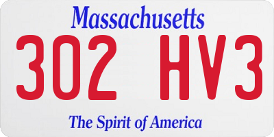 MA license plate 302HV3