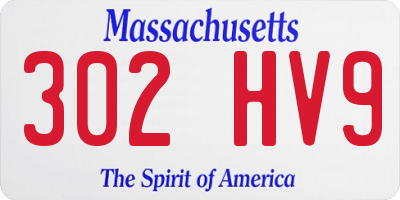 MA license plate 302HV9