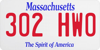 MA license plate 302HW0