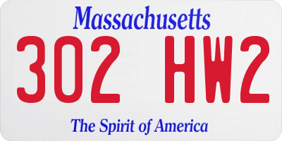 MA license plate 302HW2