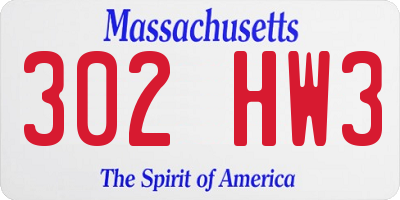 MA license plate 302HW3