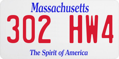 MA license plate 302HW4