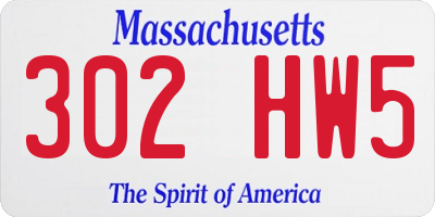 MA license plate 302HW5