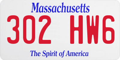 MA license plate 302HW6